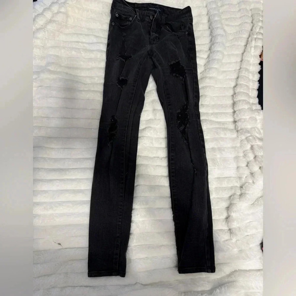 Aeropostale black size 0 high rise jeans distressed - Picture 1 of 7